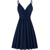 imageVOTEPRETTY Womens VNeck Spaghetti Strap Dress Summer Casual Swing Sundress with PocketsNavy