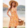 imageVOTEPRETTY Womens VNeck Spaghetti Strap Dress Summer Casual Swing Sundress with PocketsOrange Floral