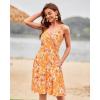 imageVOTEPRETTY Womens VNeck Spaghetti Strap Dress Summer Casual Swing Sundress with PocketsOrange Floral