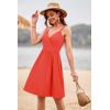imageVOTEPRETTY Womens VNeck Spaghetti Strap Dress Summer Casual Swing Sundress with PocketsOrange Red