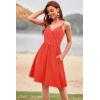 imageVOTEPRETTY Womens VNeck Spaghetti Strap Dress Summer Casual Swing Sundress with PocketsOrange Red