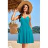 imageVOTEPRETTY Womens VNeck Spaghetti Strap Dress Summer Casual Swing Sundress with PocketsPeacock Blue