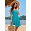 imageVOTEPRETTY Womens VNeck Spaghetti Strap Dress Summer Casual Swing Sundress with PocketsPeacock Blue