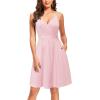 imageVOTEPRETTY Womens VNeck Spaghetti Strap Dress Summer Casual Swing Sundress with PocketsPink