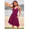 imageVOTEPRETTY Womens VNeck Spaghetti Strap Dress Summer Casual Swing Sundress with PocketsRed Purple