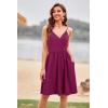 imageVOTEPRETTY Womens VNeck Spaghetti Strap Dress Summer Casual Swing Sundress with PocketsRed Purple
