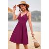 imageVOTEPRETTY Womens VNeck Spaghetti Strap Dress Summer Casual Swing Sundress with PocketsRed Purple