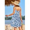 imageVOTEPRETTY Womens VNeck Spaghetti Strap Dress Summer Casual Swing Sundress with PocketsWhite Floral Blue