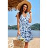 imageVOTEPRETTY Womens VNeck Spaghetti Strap Dress Summer Casual Swing Sundress with PocketsWhite Floral Blue