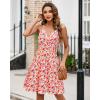 imageVOTEPRETTY Womens VNeck Spaghetti Strap Dress Summer Casual Swing Sundress with PocketsWhite Floral Pink