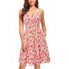 imageVOTEPRETTY Womens VNeck Spaghetti Strap Dress Summer Casual Swing Sundress with PocketsWhite Floral Pink