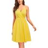 imageVOTEPRETTY Womens VNeck Spaghetti Strap Dress Summer Casual Swing Sundress with PocketsYellow