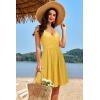 imageVOTEPRETTY Womens VNeck Spaghetti Strap Dress Summer Casual Swing Sundress with PocketsYellow Floral White