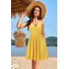 imageVOTEPRETTY Womens VNeck Spaghetti Strap Dress Summer Casual Swing Sundress with PocketsYellow Floral White