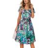imageVOTEPRETTY Womens Short Sleeve V Neck Sundress Summer Casual Button Floral Dress with PocketsFloral12