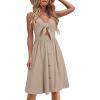 imageVOTEPRETTY Womens Summer Dresses Spring Sundresses Beach Clothes Outfit Vacation 2024 V Neck Casual Tropical Resort HawaiianDark Khaki