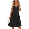 imageVOTEPRETTY Womens V Neck Floral Spaghetti Strap Sundress Casual Summer Party Swing Dress with PocketBlack