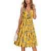 imageVOTEPRETTY Womens V Neck Floral Spaghetti Strap Sundress Casual Summer Party Swing Dress with PocketFloral03