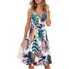 imageVOTEPRETTY Womens V Neck Floral Spaghetti Strap Sundress Casual Summer Party Swing Dress with PocketFloral11