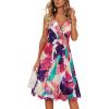 imageVOTEPRETTY Womens V Neck Floral Spaghetti Strap Sundress Casual Summer Party Swing Dress with PocketFloral16