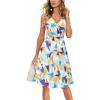 imageVOTEPRETTY Womens V Neck Floral Spaghetti Strap Sundress Casual Summer Party Swing Dress with PocketFloral24