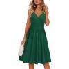 imageVOTEPRETTY Womens V Neck Floral Spaghetti Strap Sundress Casual Summer Party Swing Dress with PocketGreen
