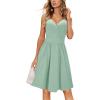 imageVOTEPRETTY Womens V Neck Floral Spaghetti Strap Sundress Casual Summer Party Swing Dress with PocketGreen02