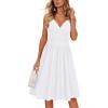 imageVOTEPRETTY Womens V Neck Floral Spaghetti Strap Sundress Casual Summer Party Swing Dress with PocketWhite