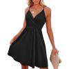 imageVOTEPRETTY Womens VNeck Spaghetti Strap Dress Summer Casual Swing Sundress with PocketsBlack