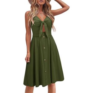 imageVOTEPRETTY Womens Summer Dresses Spring Sundresses Beach Clothes Outfit Vacation 2024 V Neck Casual Tropical Resort HawaiianArmy
