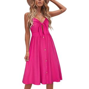 imageVOTEPRETTY Womens Summer Dresses Spring Sundresses Beach Clothes Outfit Vacation 2024 V Neck Casual Tropical Resort HawaiianArose Pink