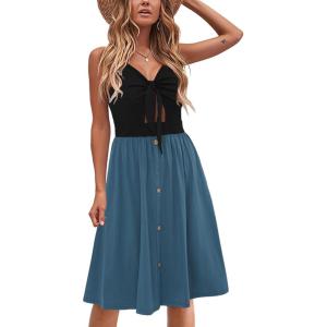 imageVOTEPRETTY Womens Summer Dresses Spring Sundresses Beach Clothes Outfit Vacation 2024 V Neck Casual Tropical Resort HawaiianBlackblue