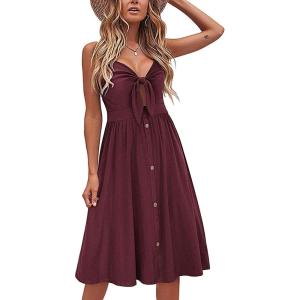 imageVOTEPRETTY Womens Summer Dresses Spring Sundresses Beach Clothes Outfit Vacation 2024 V Neck Casual Tropical Resort HawaiianDark Red