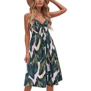 imageVOTEPRETTY Womens Summer Dresses Spring Sundresses Beach Clothes Outfit Vacation 2024 V Neck Casual Tropical Resort HawaiianFloral03