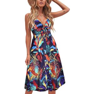 imageVOTEPRETTY Womens Summer Dresses Spring Sundresses Beach Clothes Outfit Vacation 2024 V Neck Casual Tropical Resort HawaiianFloral09