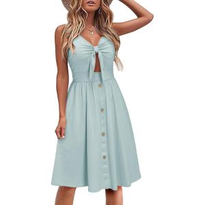 imageVOTEPRETTY Womens Summer Dresses Spring Sundresses Beach Clothes Outfit Vacation 2024 V Neck Casual Tropical Resort HawaiianGray Blue