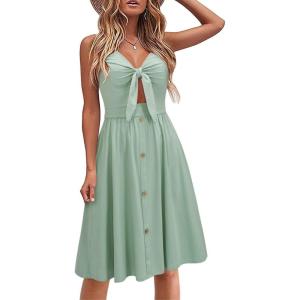 imageVOTEPRETTY Womens Summer Dresses Spring Sundresses Beach Clothes Outfit Vacation 2024 V Neck Casual Tropical Resort HawaiianGray Green