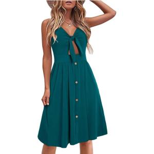 imageVOTEPRETTY Womens Summer Dresses Spring Sundresses Beach Clothes Outfit Vacation 2024 V Neck Casual Tropical Resort HawaiianLake Green