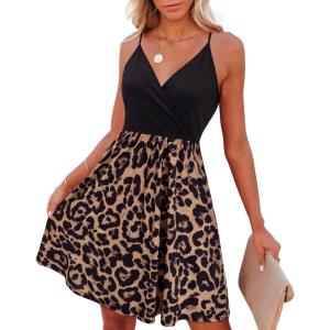 imageVOTEPRETTY Womens VNeck Spaghetti Strap Dress Summer Casual Swing Sundress with PocketsFloralf