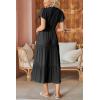 imageVOTEPRETTY Womens 2025 Summer Boho Maxi Dresses Flutter Short Sleeve V Neck Casual Beach Wedding Guest Vacation Long DressBlack