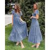 imageVOTEPRETTY Womens 2025 Summer Boho Maxi Dresses Flutter Short Sleeve V Neck Casual Beach Wedding Guest Vacation Long DressBlue Purple