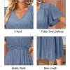imageVOTEPRETTY Womens 2025 Summer Boho Maxi Dresses Flutter Short Sleeve V Neck Casual Beach Wedding Guest Vacation Long DressBlue Purple