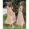 imageVOTEPRETTY Womens 2025 Summer Boho Maxi Dresses Flutter Short Sleeve V Neck Casual Beach Wedding Guest Vacation Long DressDark Apricot