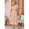 imageVOTEPRETTY Womens 2025 Summer Boho Maxi Dresses Flutter Short Sleeve V Neck Casual Beach Wedding Guest Vacation Long DressDark Apricot