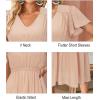 imageVOTEPRETTY Womens 2025 Summer Boho Maxi Dresses Flutter Short Sleeve V Neck Casual Beach Wedding Guest Vacation Long DressDark Apricot