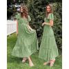 imageVOTEPRETTY Womens 2025 Summer Boho Maxi Dresses Flutter Short Sleeve V Neck Casual Beach Wedding Guest Vacation Long DressGreen02