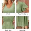 imageVOTEPRETTY Womens 2025 Summer Boho Maxi Dresses Flutter Short Sleeve V Neck Casual Beach Wedding Guest Vacation Long DressGreen02