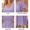 imageVOTEPRETTY Womens 2025 Summer Boho Maxi Dresses Flutter Short Sleeve V Neck Casual Beach Wedding Guest Vacation Long DressLight Purple
