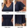 imageVOTEPRETTY Womens 2025 Summer Boho Maxi Dresses Flutter Short Sleeve V Neck Casual Beach Wedding Guest Vacation Long DressNavy