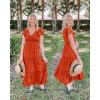 imageVOTEPRETTY Womens 2025 Summer Boho Maxi Dresses Flutter Short Sleeve V Neck Casual Beach Wedding Guest Vacation Long DressOrange